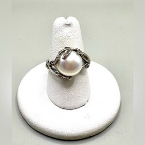 Or Paz Sterling Silver Pearl Leaf Ring Sz 8.5 Israel
